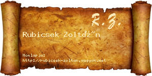 Rubicsek Zoltán névjegykártya